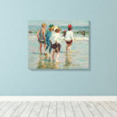 zomerdag in Brighton Beach (door E.H. Potthast) Canvas Afdruk (Insitu (Houten vloer))