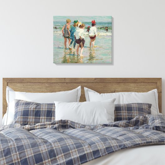 zomerdag in Brighton Beach (door E.H. Potthast) Canvas Afdruk (Insitu (Slaapkamer))