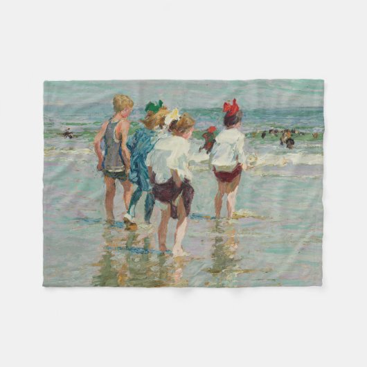 zomerdag in Brighton Beach (door E.H. Potthast) Fleece Deken (Voorkant (Horizontaal))