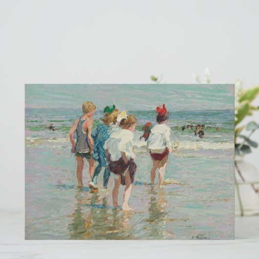 zomerdag in Brighton Beach (door E.H. Potthast) Kaart (Staand voorkant)