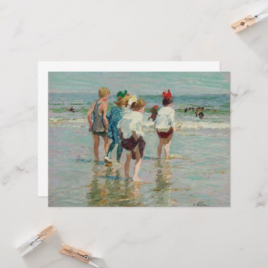 zomerdag in Brighton Beach (door E.H. Potthast) Kaart (Voorkant / Achterkant in situ)