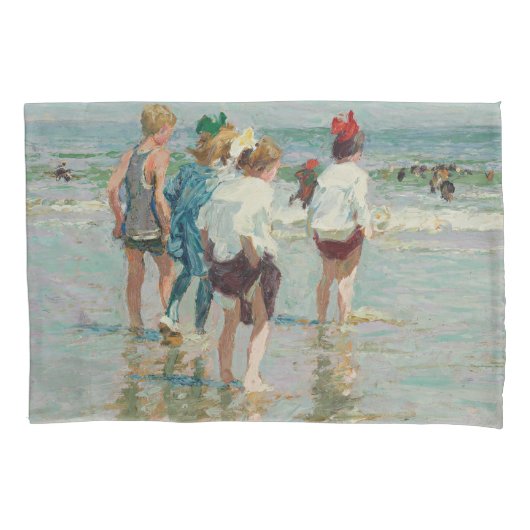 zomerdag in Brighton Beach (door E.H. Potthast) Kussensloop (Voorkant-Links)