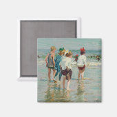 zomerdag in Brighton Beach (door E.H. Potthast) Magneet (Voorkant / Achterkant)