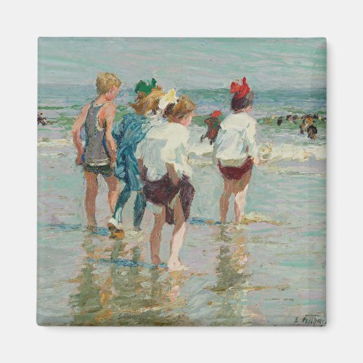 zomerdag in Brighton Beach (door E.H. Potthast) Magneet (Voorkant)