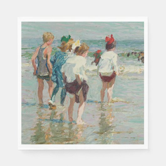 zomerdag in Brighton Beach (door E.H. Potthast) Servet (Voorkant)