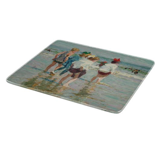 zomerdag in Brighton Beach (door E.H. Potthast) Snijplank (Hoek)