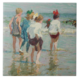 zomerdag in Brighton Beach (door E.H. Potthast) Tegeltje