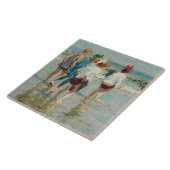 zomerdag in Brighton Beach (door E.H. Potthast) Tegeltje (Zijkant)