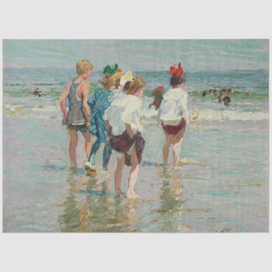 zomerdag in Brighton Beach (door E.H. Potthast) Tissuepapier (Voorkant)