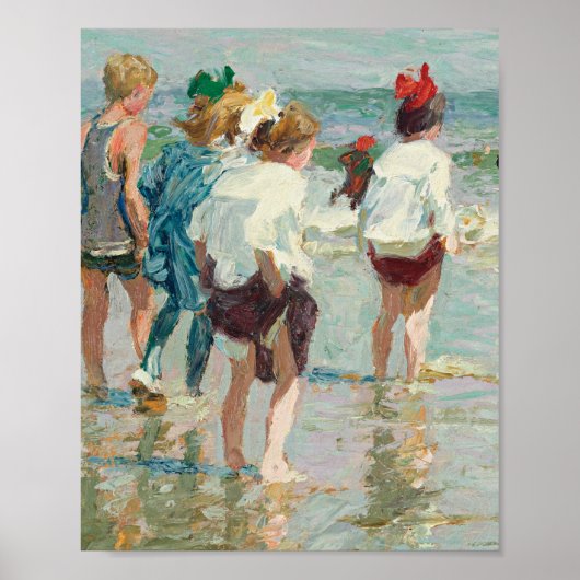 zomerdag in Brighton Beach Edward Potthast Poster (Voorkant)