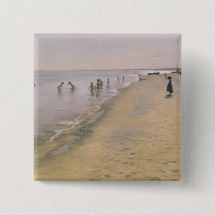 zomerdag in de zuidkust van Skagen, 1884 Vierkante Button 5,1 Cm