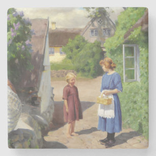 Zomerdag in Denemarken (moeder en dochter) Stenen Onderzetter