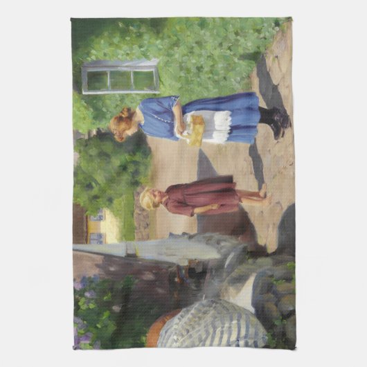 Zomerdag in Denemarken (moeder en dochter) Theedoek (Verticaal)