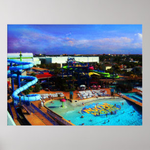 zomerdag in het waterpark in Tropische Daytona-str Poster