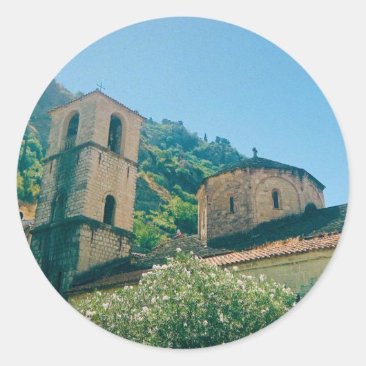 Zomerdag in Kotor - Montenegro Ronde Sticker (Voorkant)