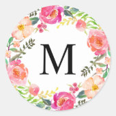 Zomerdag Monogram Ronde Sticker (Voorkant)