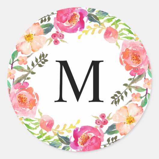 Zomerdag Monogram Ronde Sticker (Voorkant)