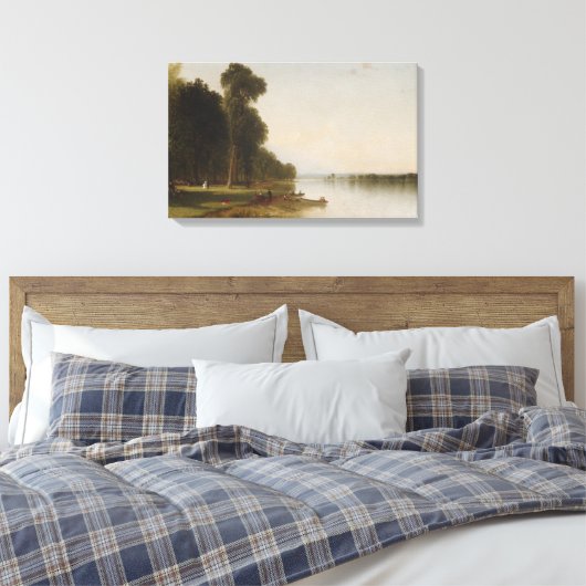 zomerdag op het Conesus-meer Canvas Afdruk (Insitu (Slaapkamer))