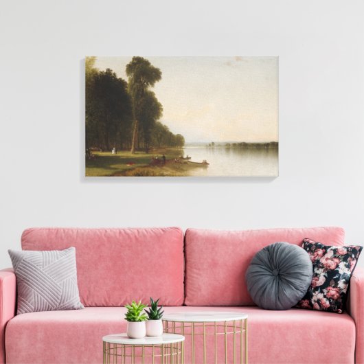 zomerdag op het Conesus-meer Canvas Afdruk (Insitu (Woonkamer))