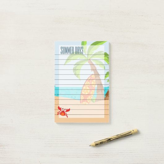 Zomerdagen, zand en Surf Post-it® Notes (Op bureau)