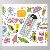 Zomerdoedels: witte achtergrond set. poster (Voorkant)