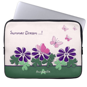 Zomerdroom ...! Roze Vlinder Flutter Naam Laptop Sleeve