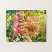 Zomerfee en speelse vos legpuzzel (Horizontaal)