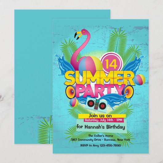 Zomerfeest (2) Uitnodiging (Voorkant / Achterkant)