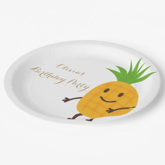 Zomerfeest Ananas Tropisch Verjaardagsfeest Papieren Bordje (Gekanteld)