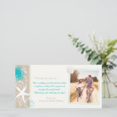 Zomerfeest Bruiloft op het Strand Foto Dankjewel Bedankkaart (Staand voorkant)