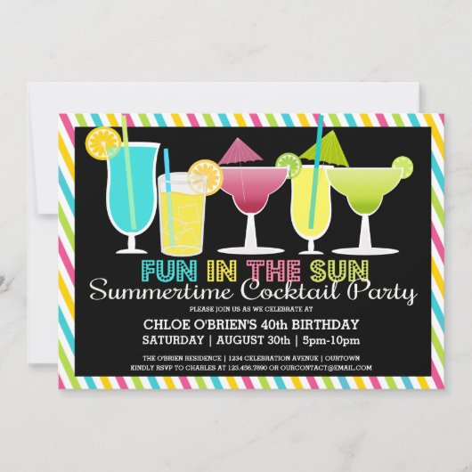 Zomerfeest Cocktailparty Uitnodigingen (Voorkant)