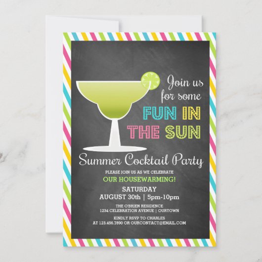 Zomerfeest Cocktailparty Uitnodigingen (Voorkant)