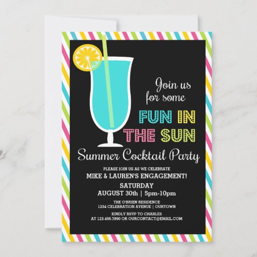 Zomerfeest Cocktailparty Uitnodigingen (Voorkant)