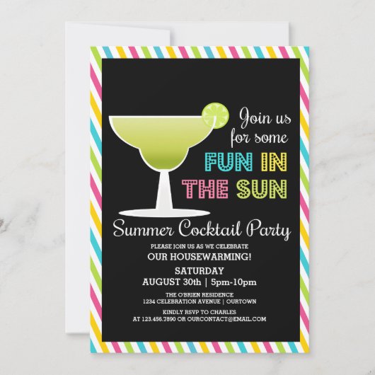 Zomerfeest Cocktailparty Uitnodigingen (Voorkant)