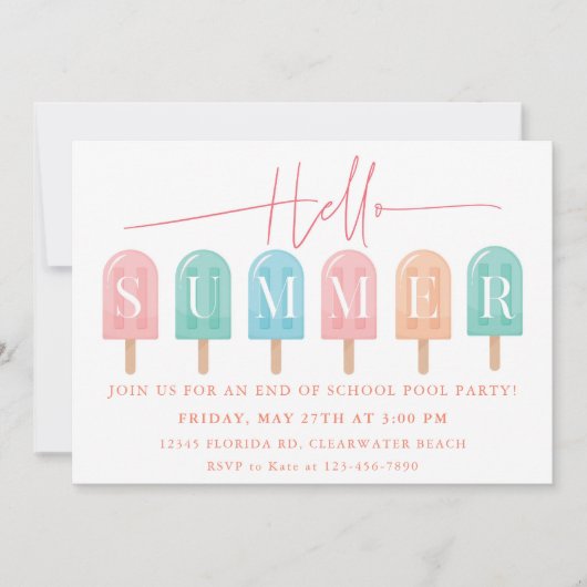 Zomerfeest Einde Schooljaar Feest Kaart (Voorkant)