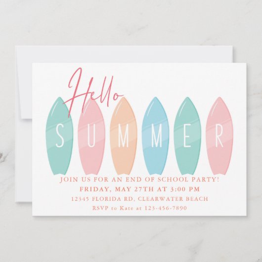 Zomerfeest Einde Schooljaar Feest Viering Kaart (Voorkant)