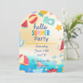 Zomerfeest Festival Verjaardag Kleurrijk Strand Kaart (Staand voorkant)