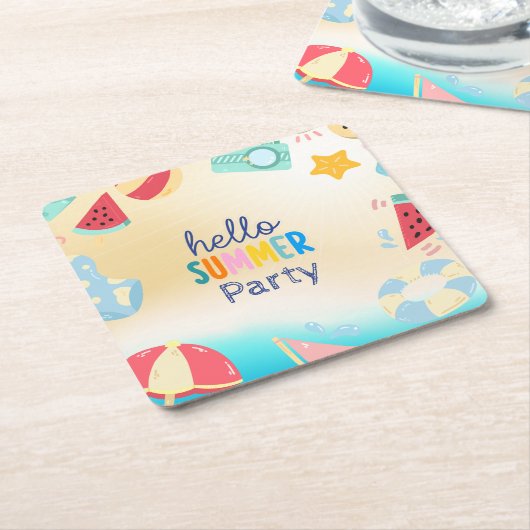 Zomerfeest Festival Verjaardag Kleurrijk Strand Kartonnen Onderzetters (Schuin)