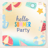 Zomerfeest Festival Verjaardag Kleurrijk Strand Kartonnen Onderzetters (Voorkant)