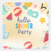 Zomerfeest Festival Verjaardag Kleurrijk Strand Vierkante Sticker (Voorkant)