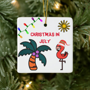 Zomerfeest Flamingo Kerstmis in juli Keramisch Ornament