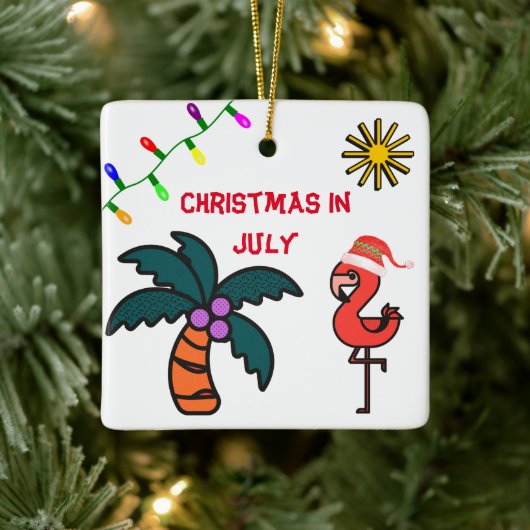 Zomerfeest Flamingo Kerstmis in juli Keramisch Ornament (Boom)
