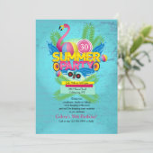 Zomerfeest Flamingo Uitnodiging (Staand voorkant)