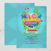 Zomerfeest Flamingo Uitnodiging (Voorkant / Achterkant)