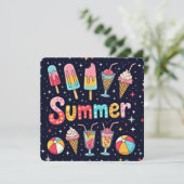 Zomerfeest Grappige Afbeeldingen Op Zwart Kaart (Staand voorkant)