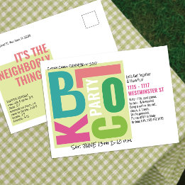 Zomerfeest in de buurt Retro type buurt evenement Briefkaart