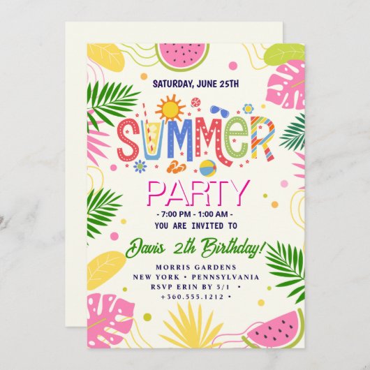 Zomerfeest Kaart (Voorkant / Achterkant)