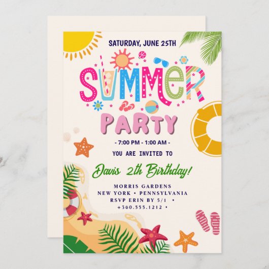 Zomerfeest Kaart (Voorkant / Achterkant)