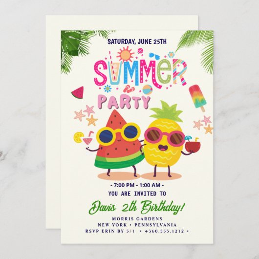 Zomerfeest Kaart (Voorkant / Achterkant)