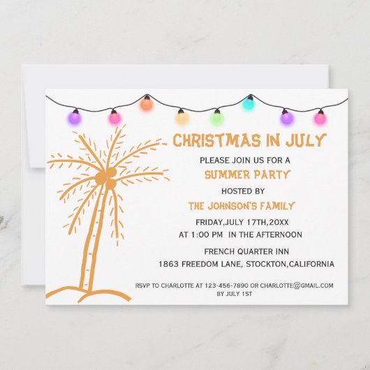 Zomerfeest Kerst in juli Kaart (Voorkant)